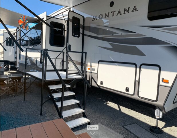Montana fifth-wheel with metal steps